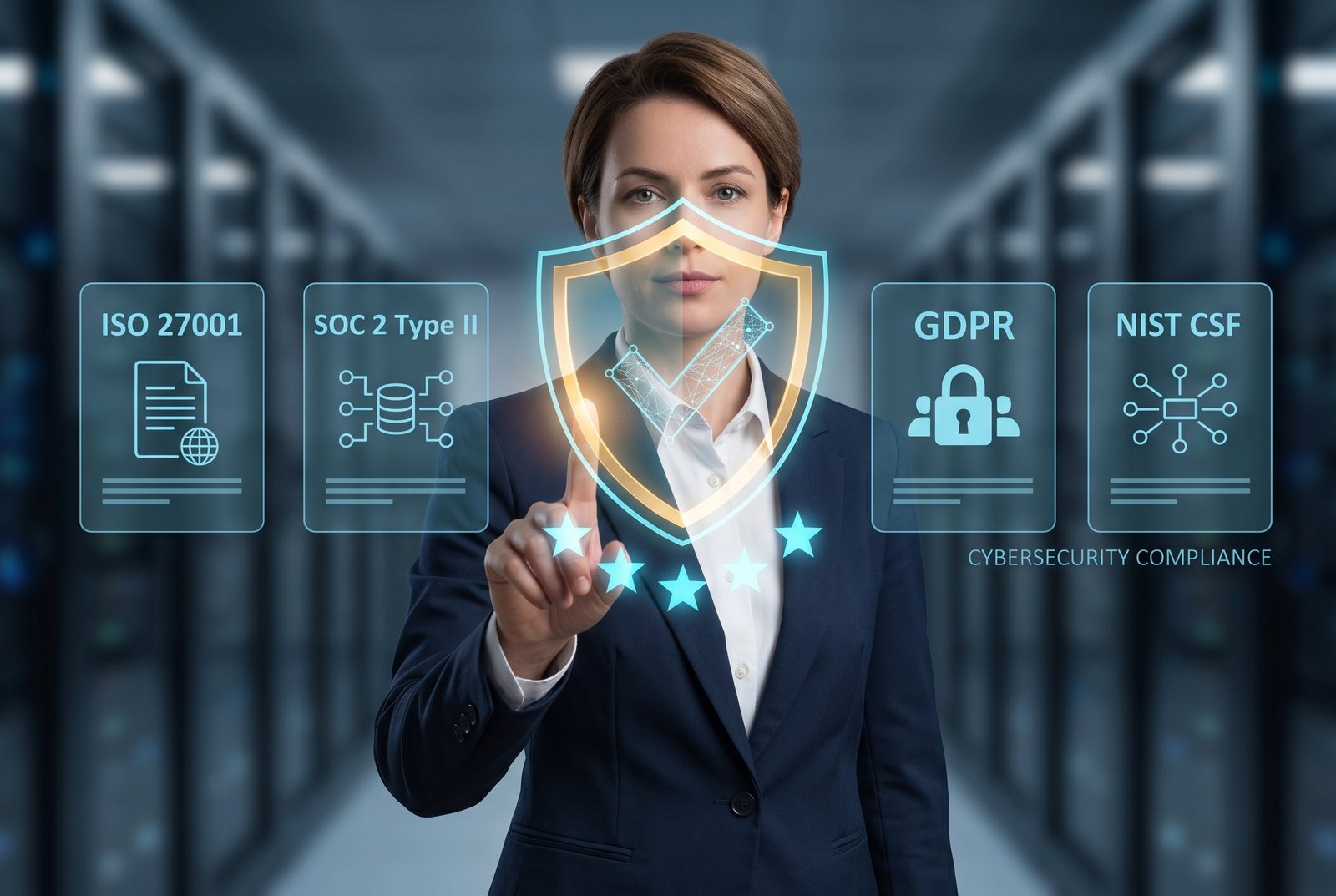 Cybersecurity professional reviewing compliance and security standards